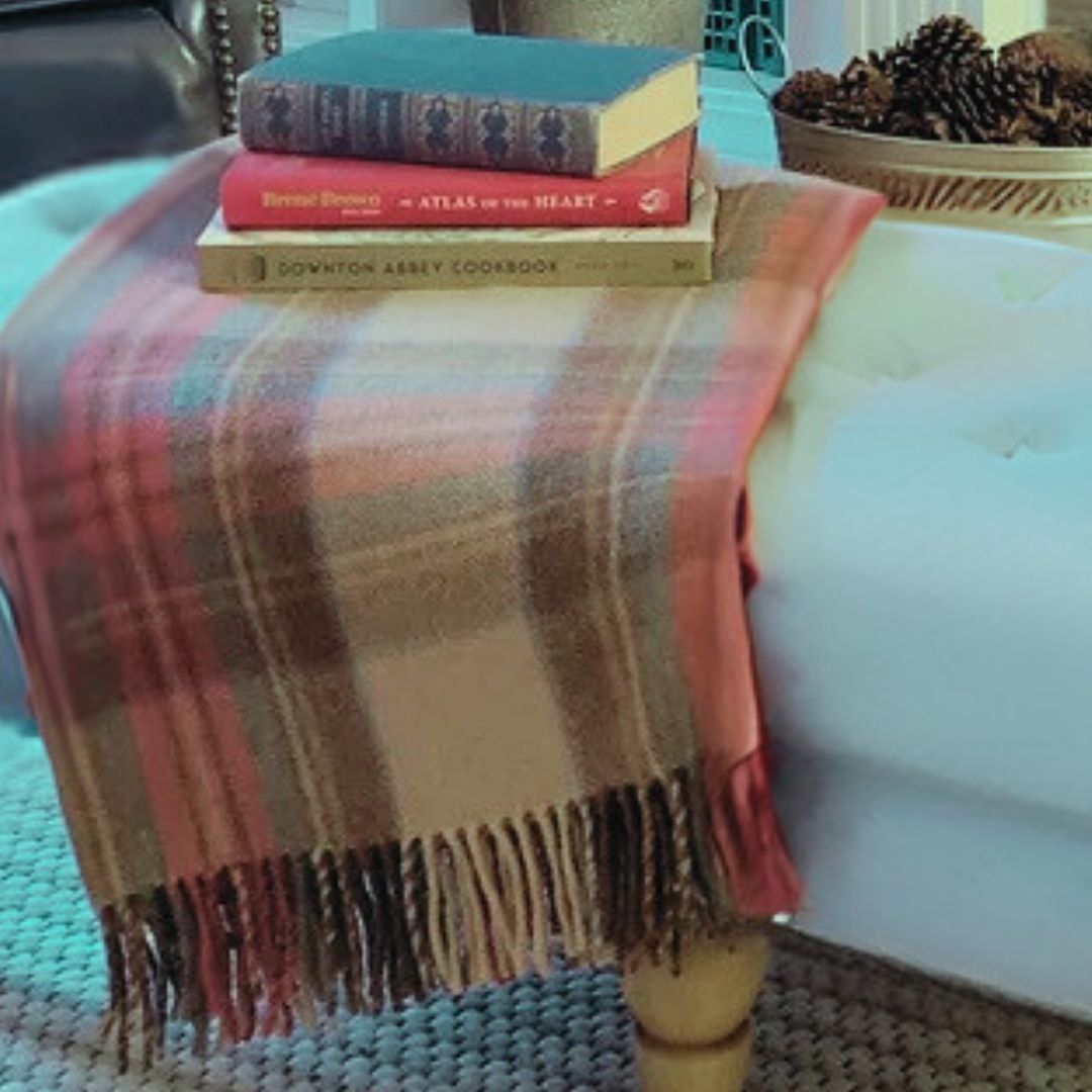 Couverture tartan en laine recyclé