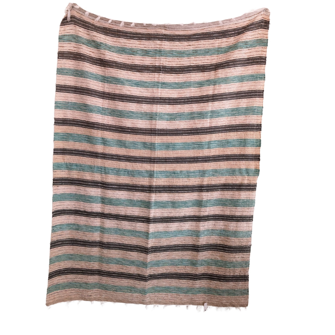 Grand jeté a rayures vert et gris