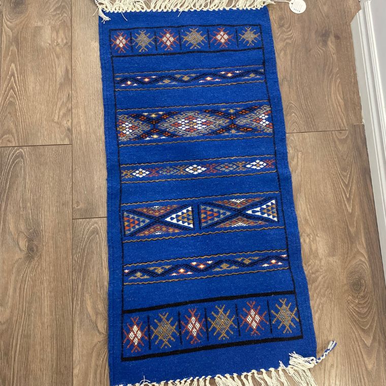 Tapis berbère Mzab bleu-pièce unique