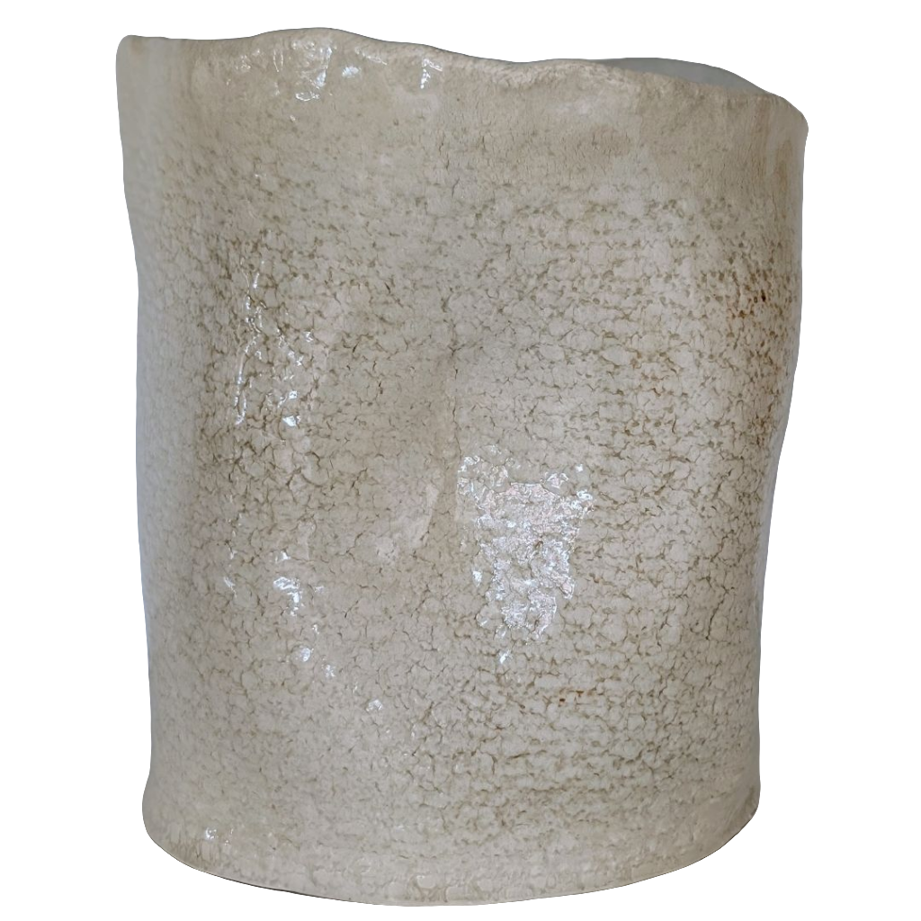 Vase Blanc Abstrait Incurvé – Pièce Unique en Porcelaine