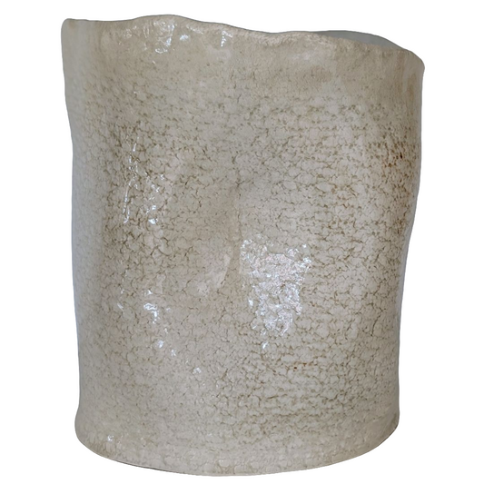 Vase Blanc Abstrait Incurvé – Pièce Unique en Porcelaine