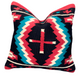 Coussin inspiration Mayas en laine -Croix noire rouge