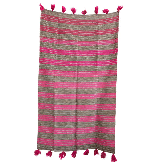 Jeté en coton recyclé rose fushia