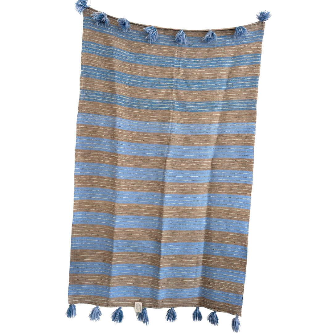 Jeté en coton recyclé bleu clair