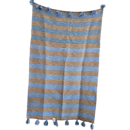 Jeté en coton recyclé bleu clair