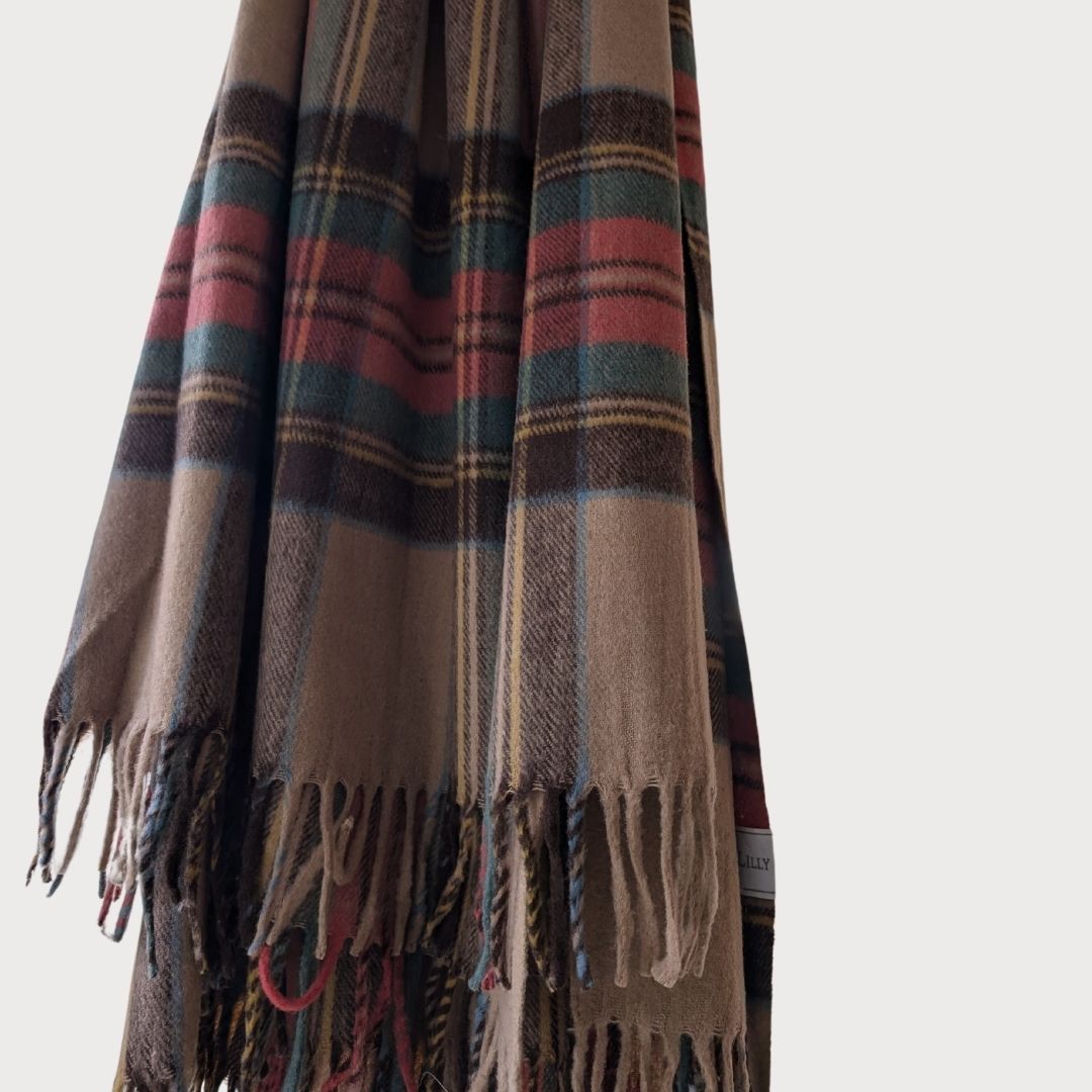 Couverture tartan en laine recyclé