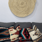 Coussin inspiration Mayas en laine-Diamand bleu